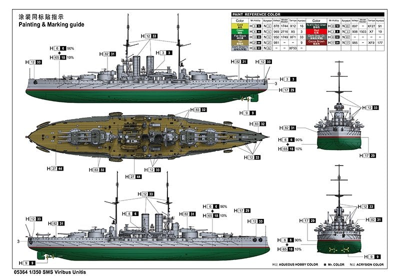 Trumpeter 05364 SMS Viribus Unité 1/350 – image 3