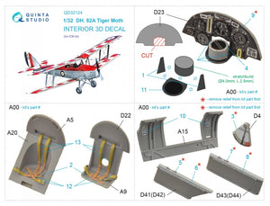 Quinta Studio QD32124 DH 82A Tiger Moth 3D-Printed &amp;amp; coloured Interior on decal paper (ICM) 1/32 – zdjęcie 5