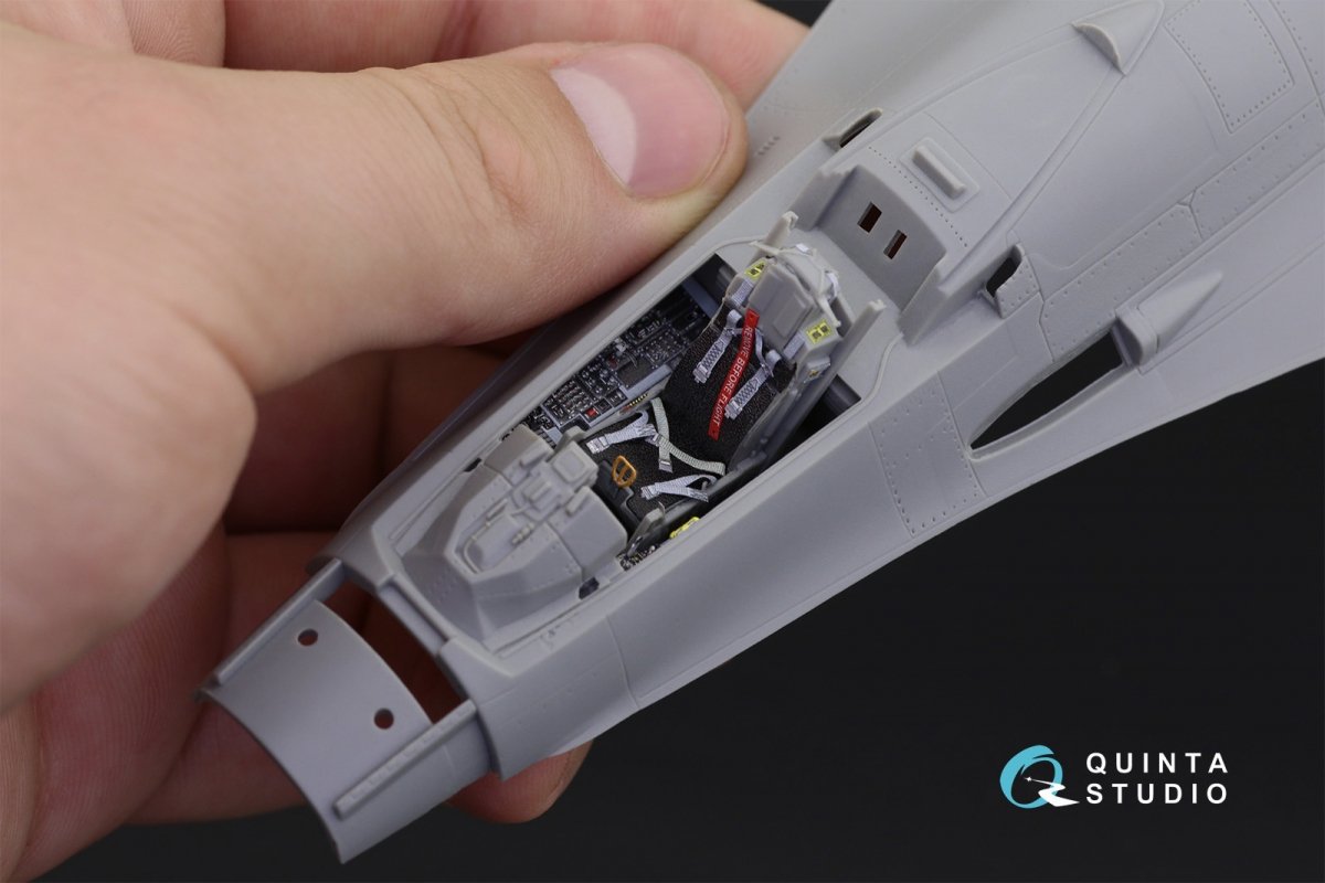 Intérieur imprimé en 3D et coloré sur papier décalcomanie Quinta Studio QD48194 F-16C (pour kit Kinetic) 1/48 – imagen 5