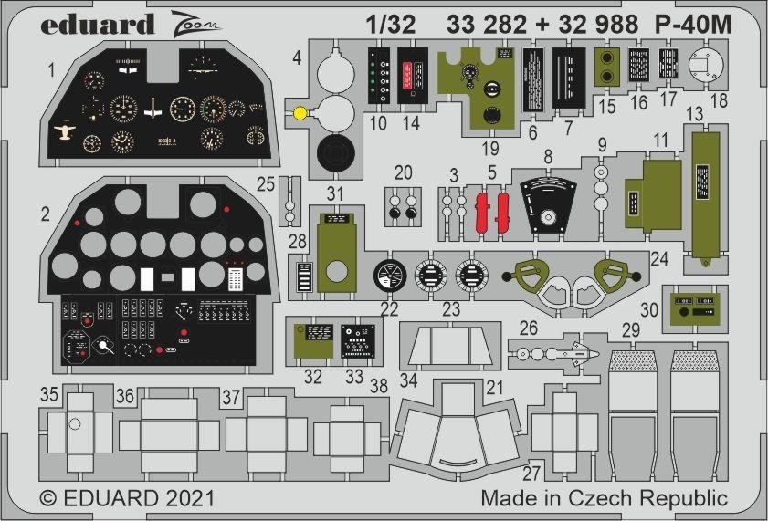 Intérieur du P-40M Eduard 32988 TRUMPETER 1/32