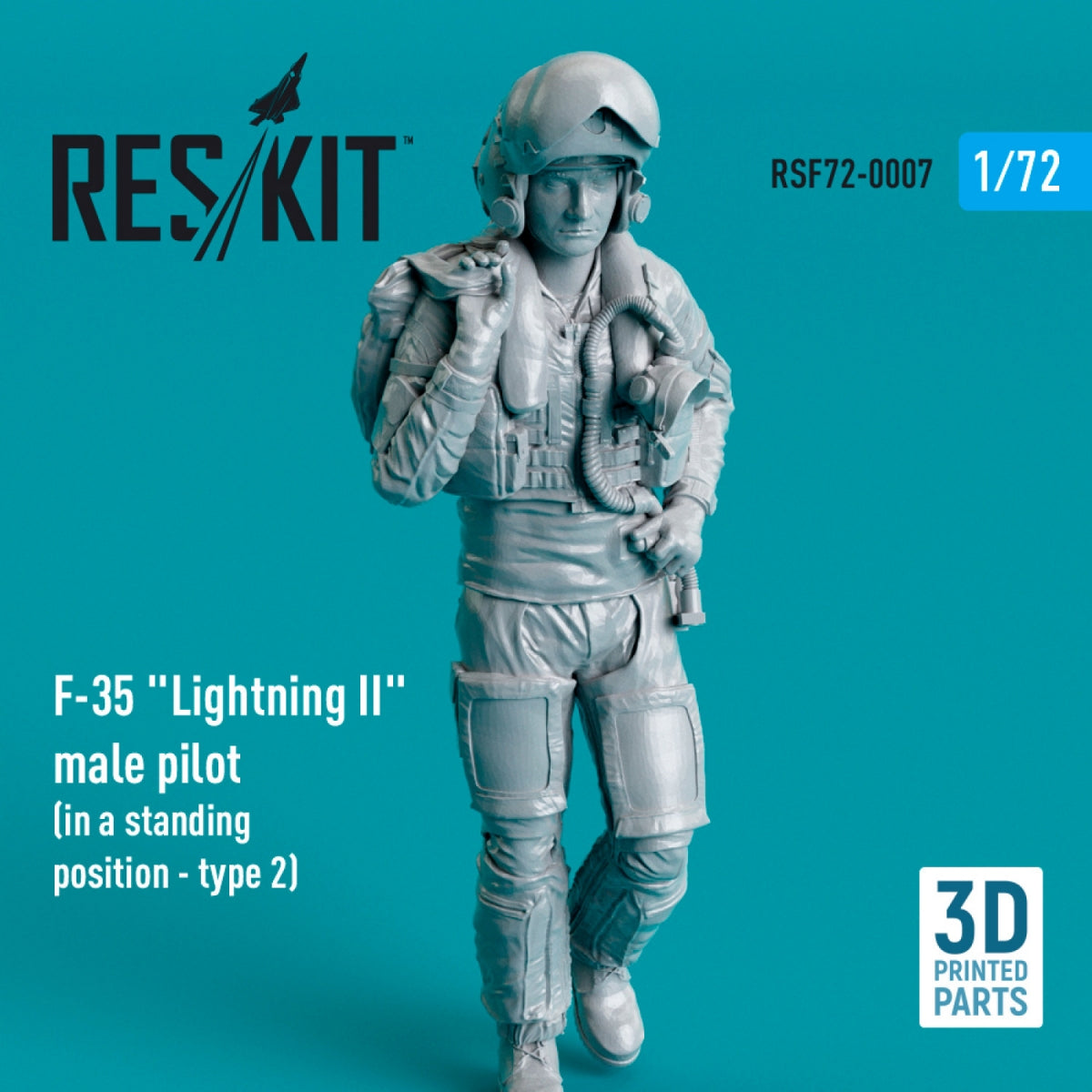 RESKIT RSF72-0007 PILOTE HOMME DE F-35 LIGHTNING II (EN POSITION DEBOUT - TYPE 2) (IMPRIMÉ EN 3D) 1/72