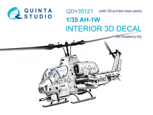 Intérieur coloré imprimé en 3D sur papier décalcomanie (Academy) pour Quinta Studio QD+35121 AH-1W (avec pièces en résine imprimées en 3D) à l&amp;#39;échelle 1/35