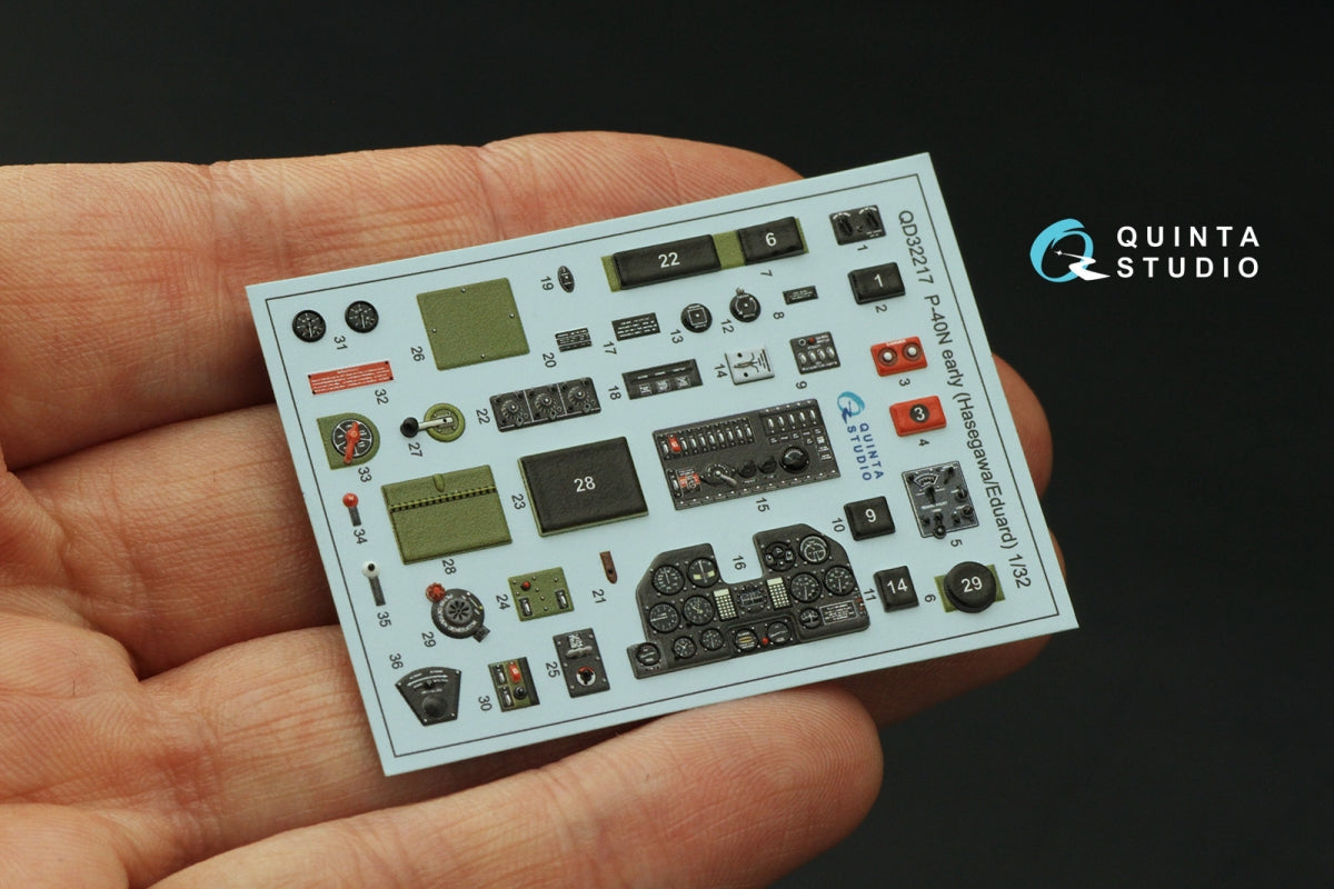 Quinta Studio QD32217 P-40N (première génération) Intérieur coloré imprimé en 3D sur papier décalcomanie (Hasegawa/Eduard) 1/32 – image 4