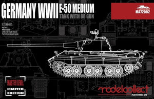 Maquette Modelcollect MA72002 Char moyen allemand E-50 de la Seconde Guerre mondiale avec canon de 88 mm, échelle 1/72