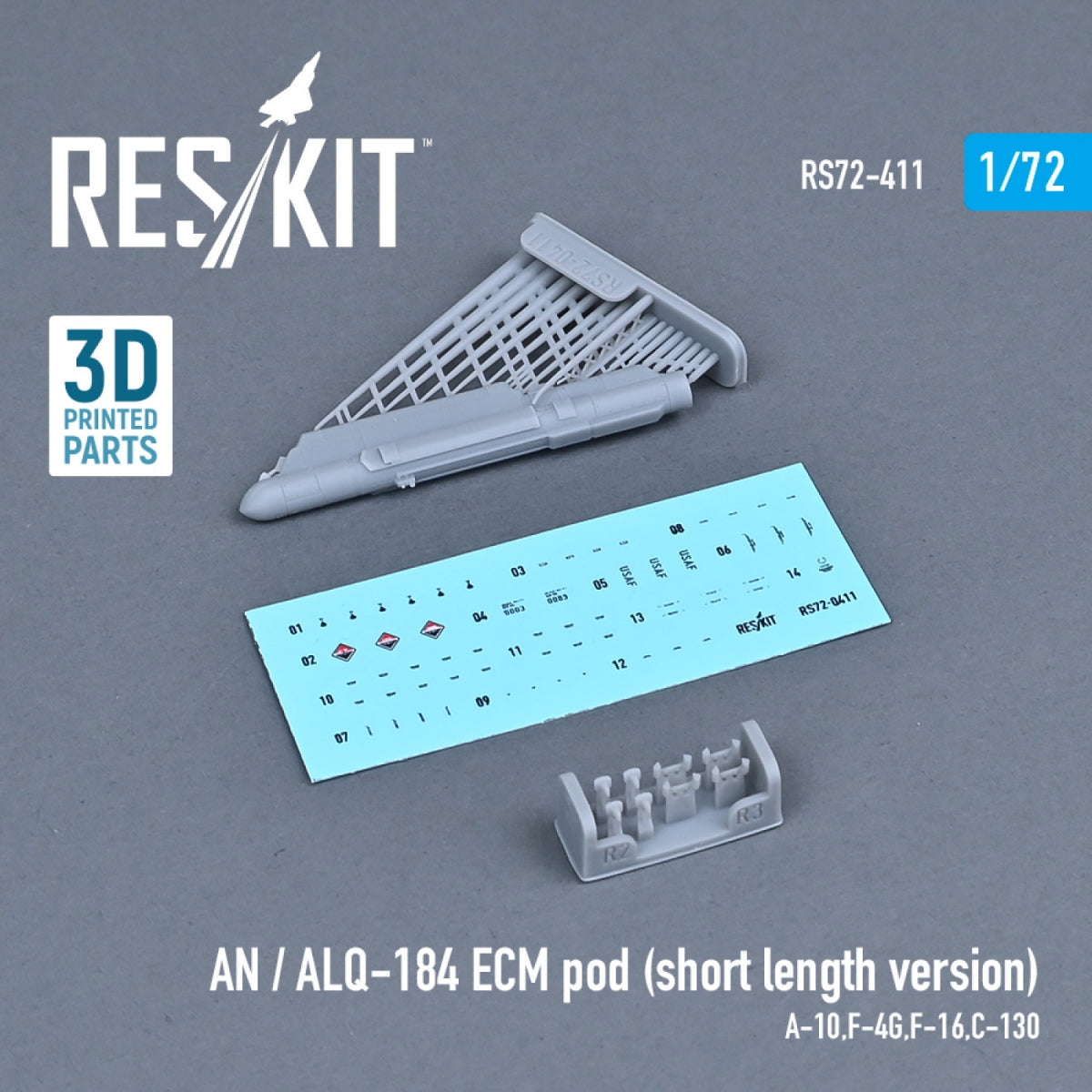RESKIT RS72-0411 AN/ALQ-184 ECM POD (VERSION COURTE) (IMPRIMÉE EN 3D) 1/72 – image 2