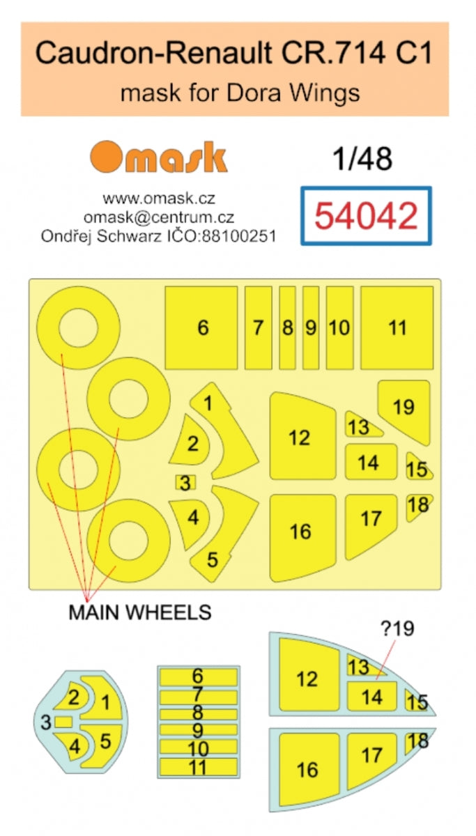 Masque Omask 54042 Caudron-Renault CR.714 C1 (pour Dora Wings) 1/48 – immagine 2