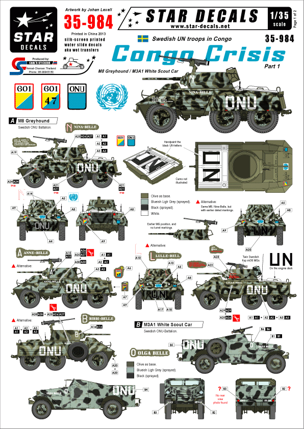 Star Decals 35-984 Crise du Congo 1 1/35