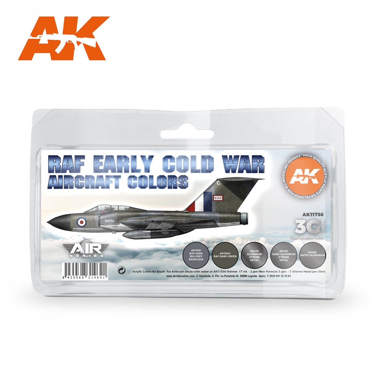 AK Interactive AK11756 Couleurs des avions de la RAF du début de la guerre froide 5x17 ml
