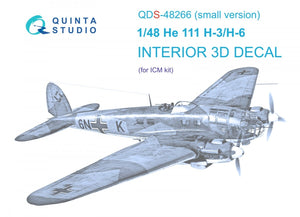 Intérieur imprimé en 3D et coloré sur papier décalcomanie (ICM) pour He 111H-3/H-6 de Quinta Studio (référence QDS-48266) (petite version) à l&amp;#39;échelle 1/48