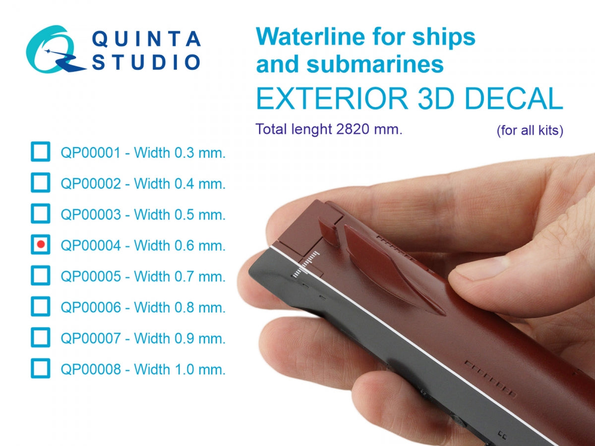 Quinta Studio QP00004 Waterline for ships and submarines. Width 0.6 mm, length 2820 mm. (for all kits)
