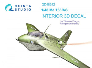 Intérieur imprimé en 3D et coloré sur papier décalcomanie Quinta Studio QD48242 Me 163B/S (Dragon) 1/48