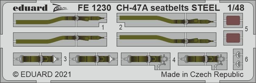 Ceintures de sécurité Eduard FE1230 CH-47A en acier Hobby Boss 1/48