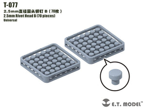 Rivets à tête B, modèle T-077 de 2,5 mm (70 pièces)