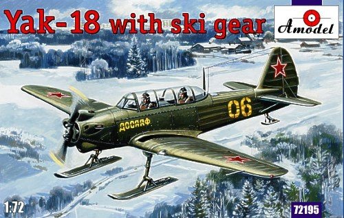Maquette A-Model 72195 Avion d&amp;#39;entraînement soviétique Yakovlev Yak-18 biplace en tandem sur skis, échelle 1/72