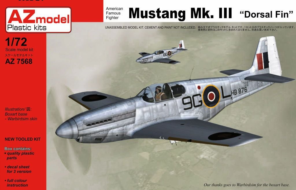 Aileron dorsal AZmodel AZ7568 Mustang Mk.III 1/72
