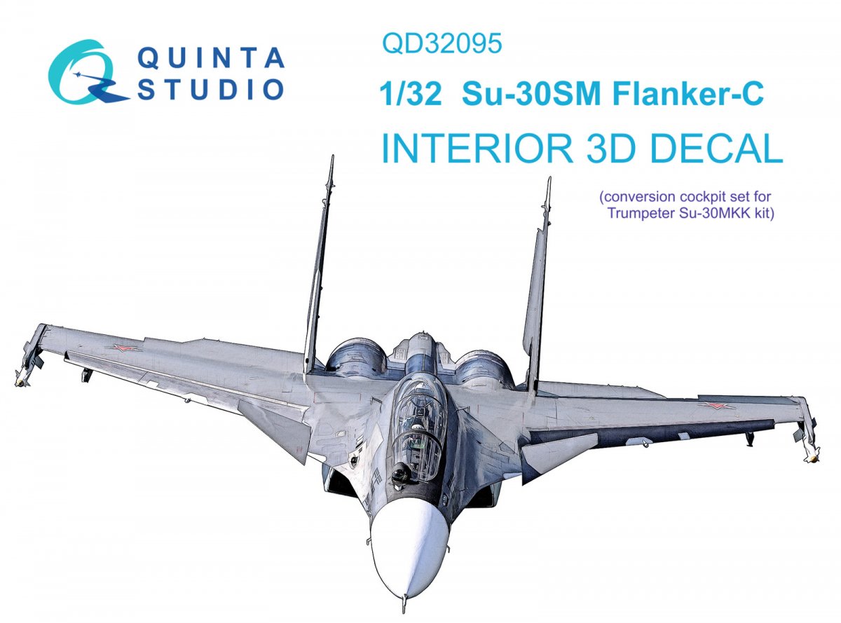 Quinta Studio QD32095 Su-30SM 3D-Printed &amp; colored Interior on decal paper (conversion for Trumpeter Su-30MKK ) 1/32