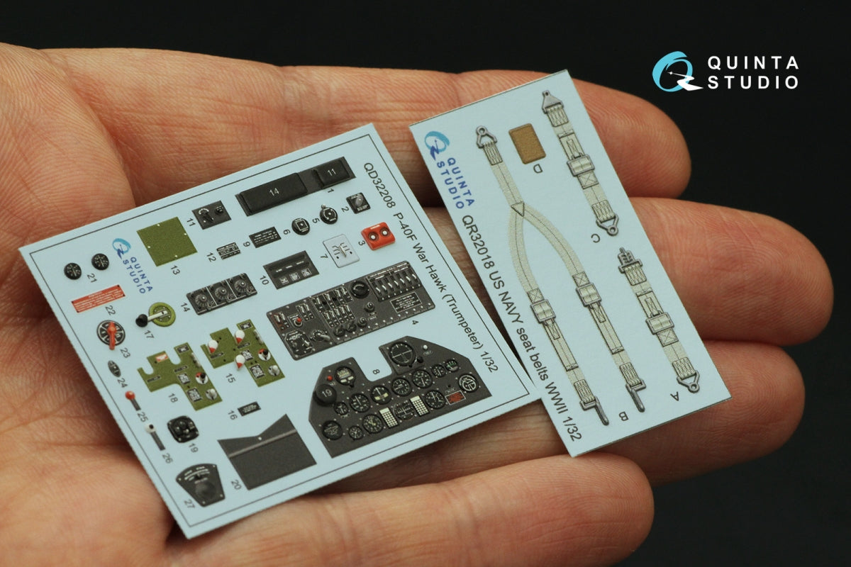 Intérieur coloré imprimé en 3D sur papier décalcomanie Quinta Studio QD32208 P-40F WarHawk (Trumpeter) 1/32 – image 3