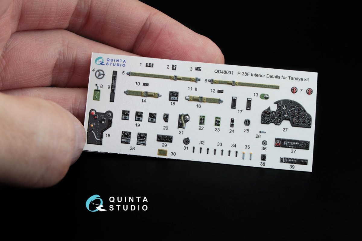 Intérieur imprimé en 3D et coloré sur papier décalcomanie Quinta Studio QD48031 P-38F (pour maquette Tamiya) 1/48 – image 3