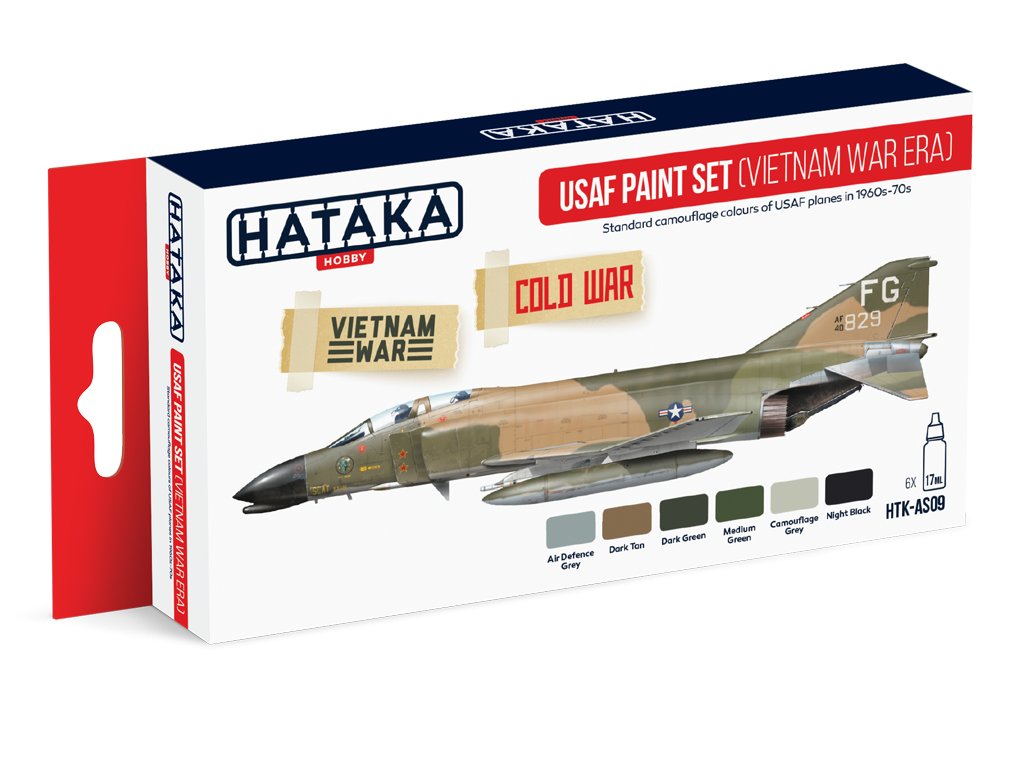 Hataka HTK-AS09 Ensemble de peinture USAF époque guerre du Vietnam 6x17ml