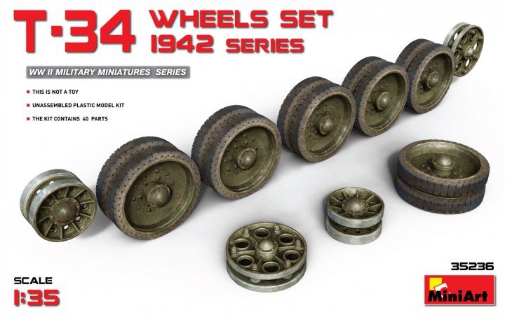 MiniArt 35236 Jeu de roues T-34 Série 1942 1/35