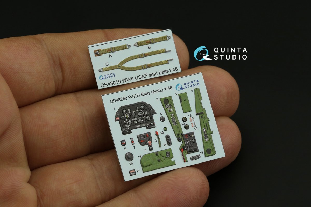 Intérieur imprimé en 3D et coloré sur papier décalcomanie Quinta Studio QD48260 P-51D Early (Airfix) 1/48 – Bild 10
