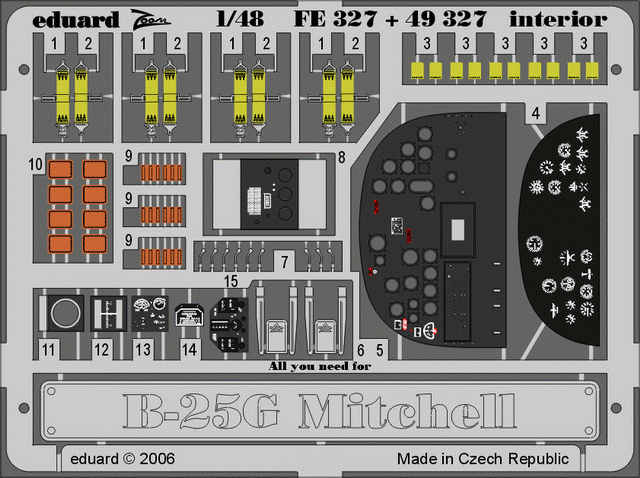 Intérieur du B-25G Eduard FE327, miniatures précises au 1/48