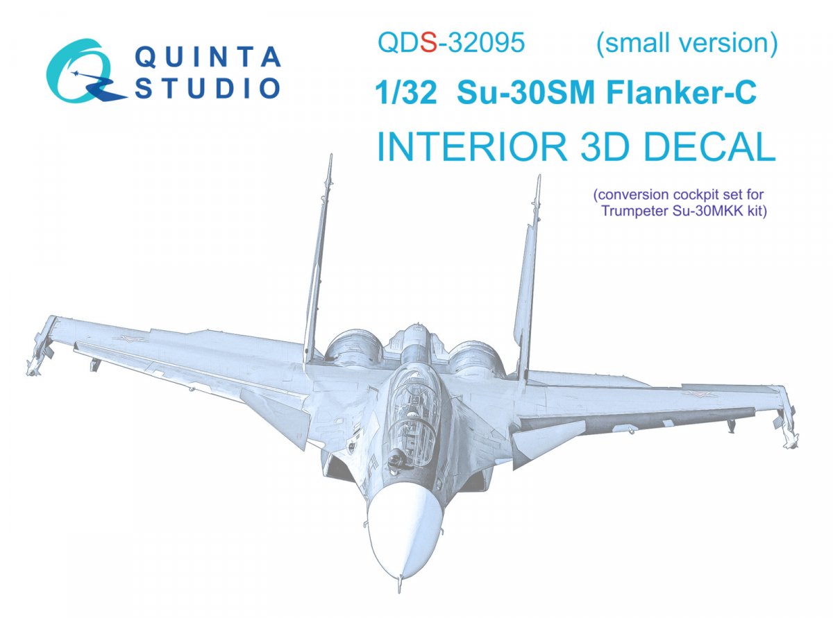 Intérieur imprimé en 3D et coloré sur papier décalcomanie Quinta Studio QDS-32095 Su-30SM (conversion pour Trumpeter Su-30MKK) (Petite version) 1/32