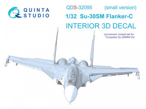 Intérieur imprimé en 3D et coloré sur papier décalcomanie Quinta Studio QDS-32095 Su-30SM (conversion pour Trumpeter Su-30MKK) (Petite version) 1/32