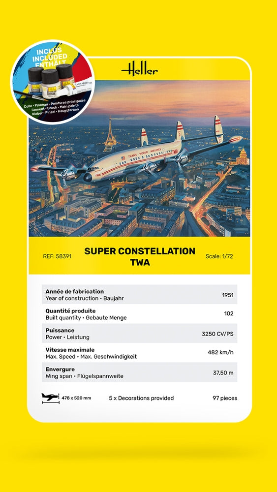 Heller 58391 Super Constellation TWA - Kit de démarrage 1/72 – immagine 7