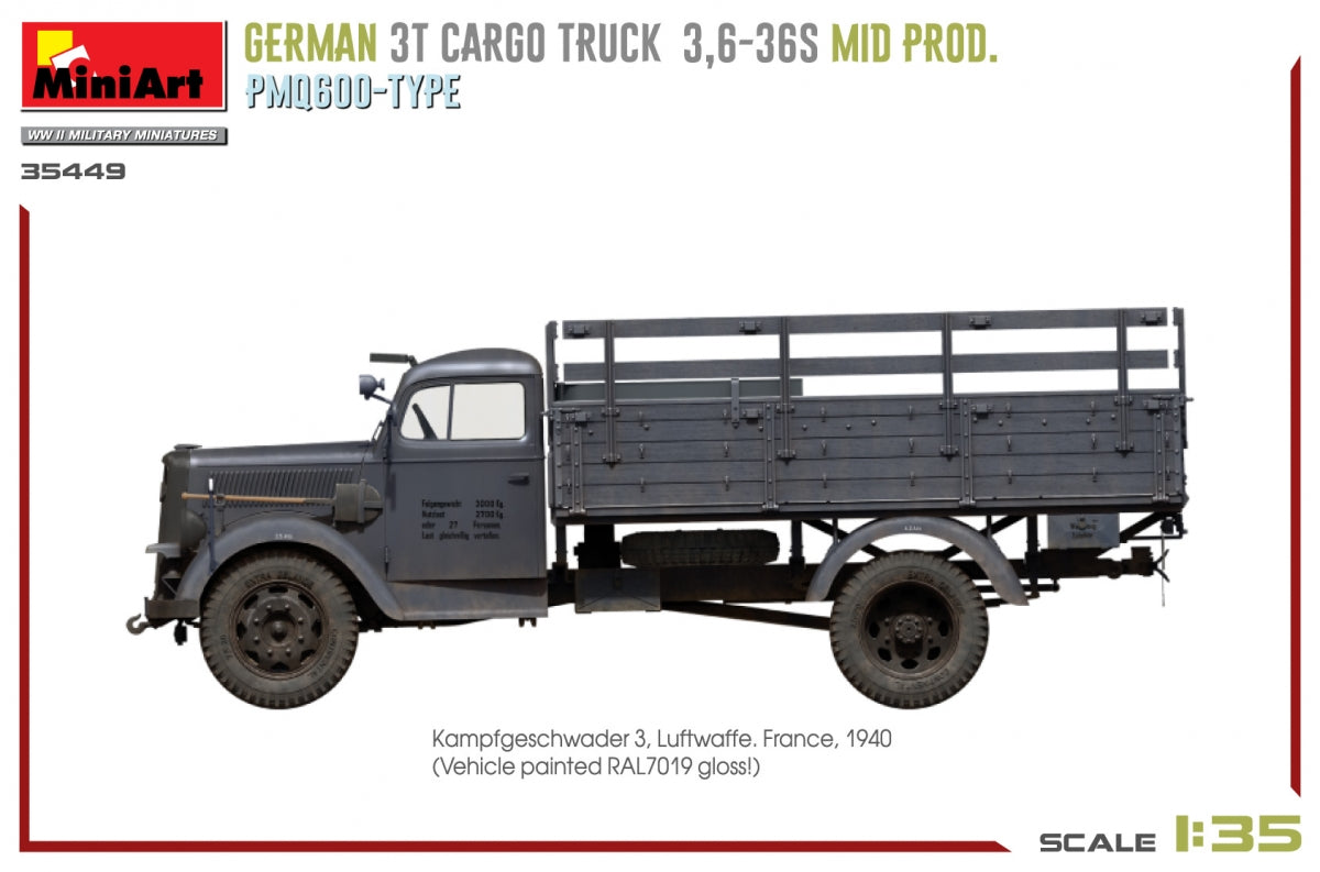 Miniart 35449 Camion cargo allemand 3T 3.6-36S MID PROD. PMQ600-TYPE 1/35 – image 11