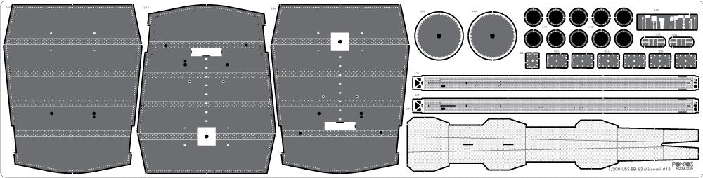 Pontos 23003F1 USS BB-63 Missouri 1945 Ensemble de détails (Pont en bois teinté bleu 20B) (1/200)  – image 24