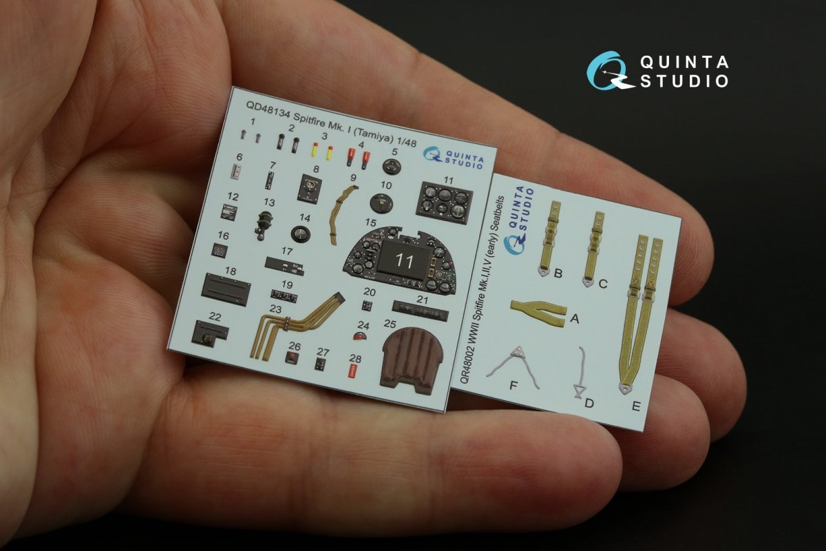 Intérieur imprimé en 3D et coloré sur papier décalcomanie Quinta Studio QD48134 Spitfire Mk.I (Tamiya) 1/48 – imagen 2