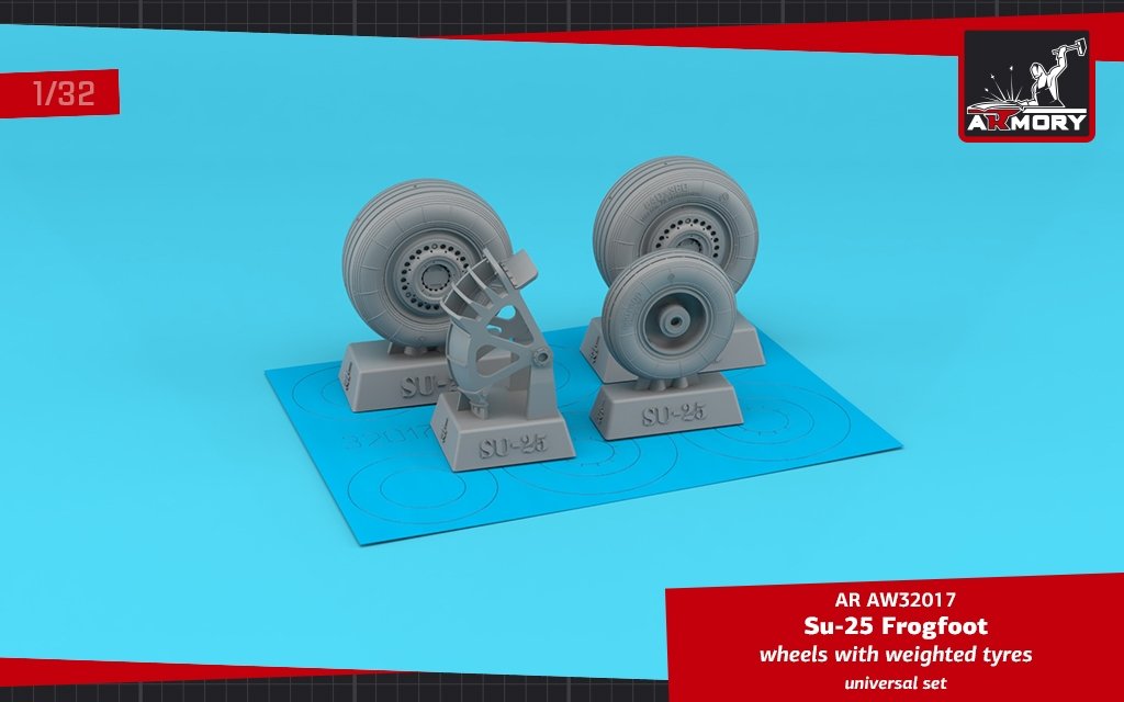 Armory Models AW32017 Sukhoj Su-25 Frogfoot roues avec pneus lestés et garde-boue 1/32
