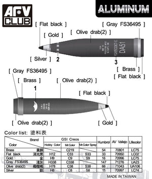 Obus d&amp;#39;artillerie en aluminium de 155 mm AFV Club AG35055 M1122 et M454 au 1/35  – immagine 2