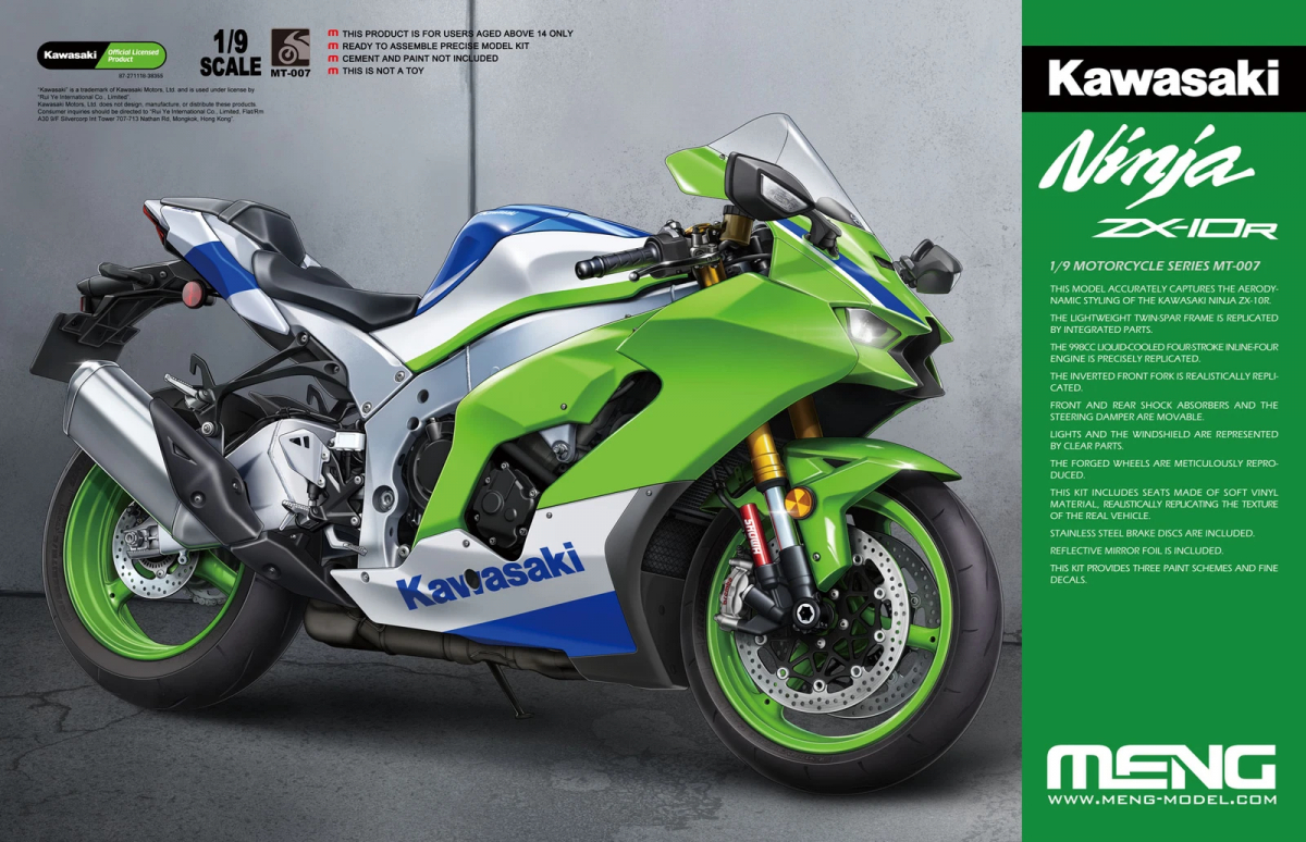 Modèle Meng MT-007 Kawasaki Ninja ZX-10R 1/9