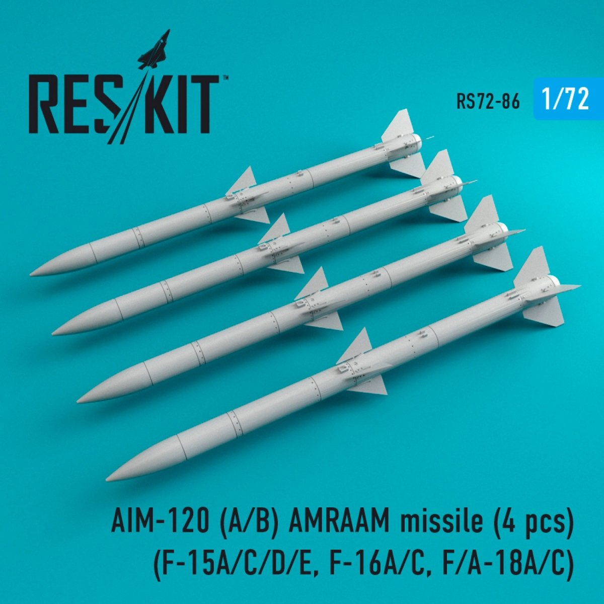 RESKIT RS72-0086 AIM-120 (A,B) MISSILES AMRAAM (4 PIÈCES) 1/72