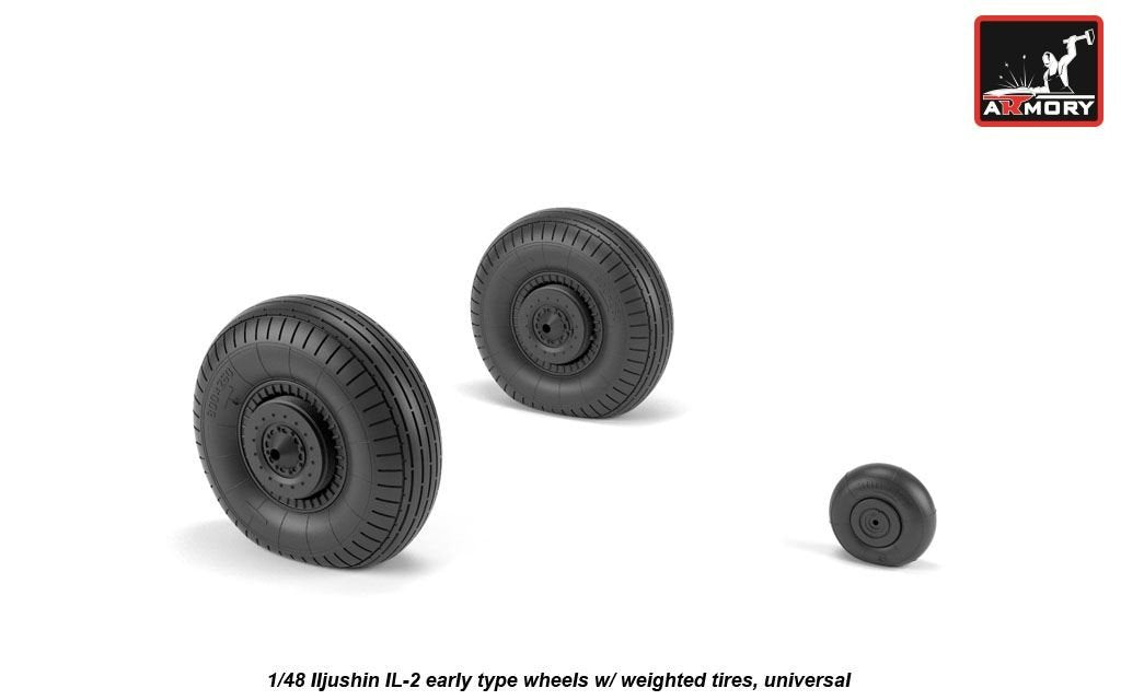 Armory Models AW48034 Iljushin IL-2 Bark early type wheels w/ weighted tires 1/48 – zdjęcie 3