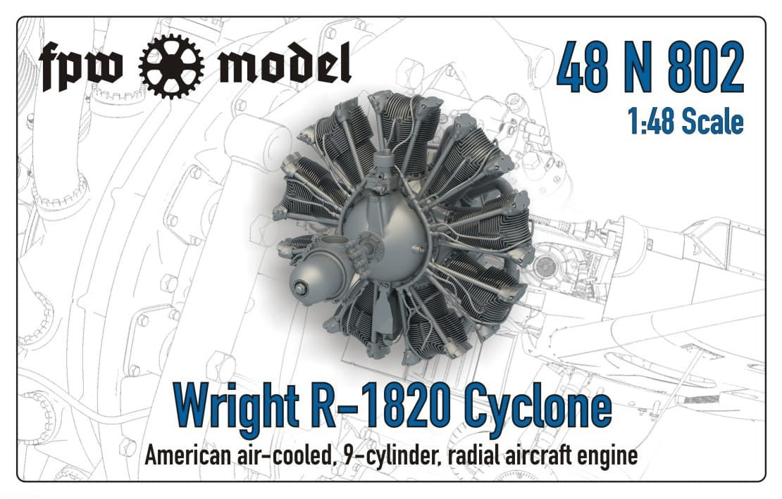 Maquette FPW 48N802 Wright R-1820 Cyclone (Complète) 1/48
