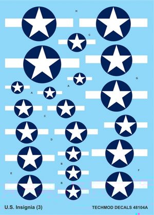 Techmod 48104 - Insignes nationaux américains 1943-1945 (1/48)