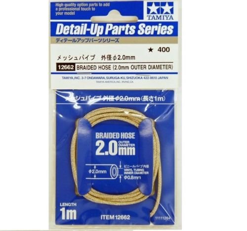 Durite tressée Tamiya 12662, diamètre extérieur 2,0 mm