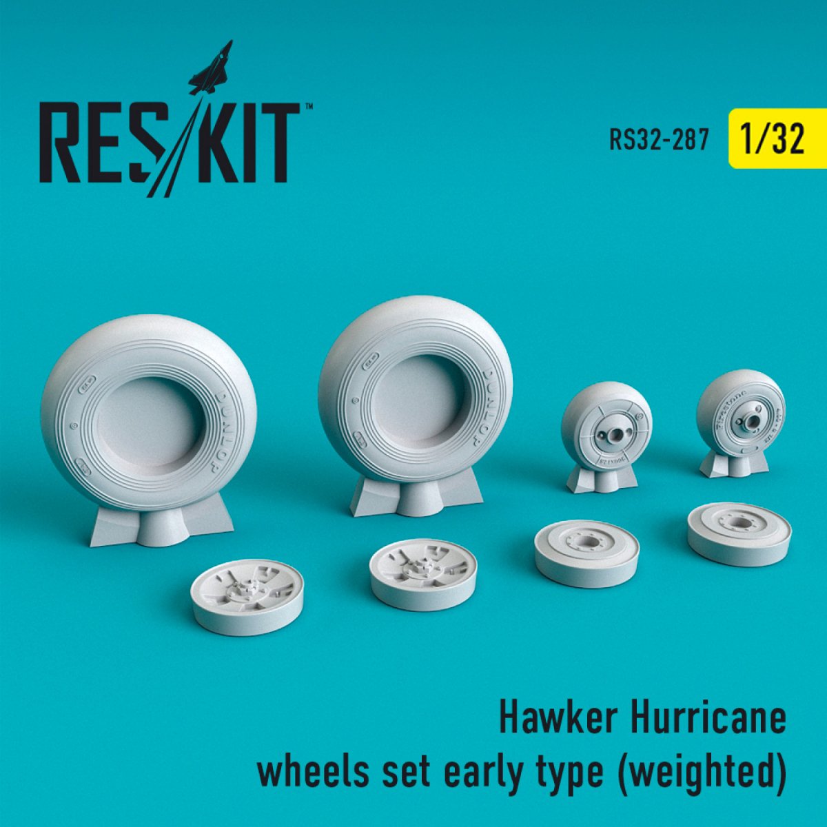 RESKIT RS32-0287 JEU DE ROUES HAWKER HURRICANE (PREMIER MODÈLE) (LESTÉ) 1/32