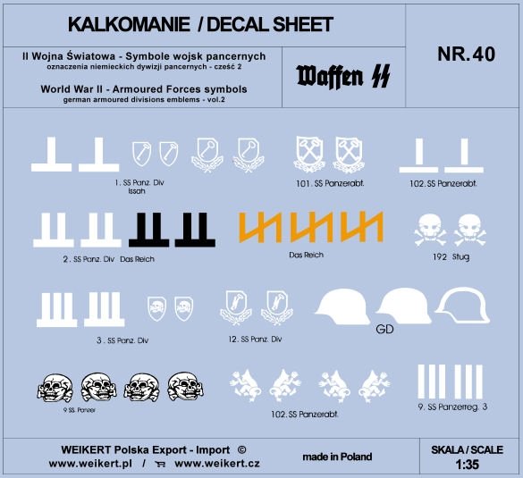 Weikert Decals DEC240 Marquages ​​de la Division Panzer Allemande - vol.2 1/35