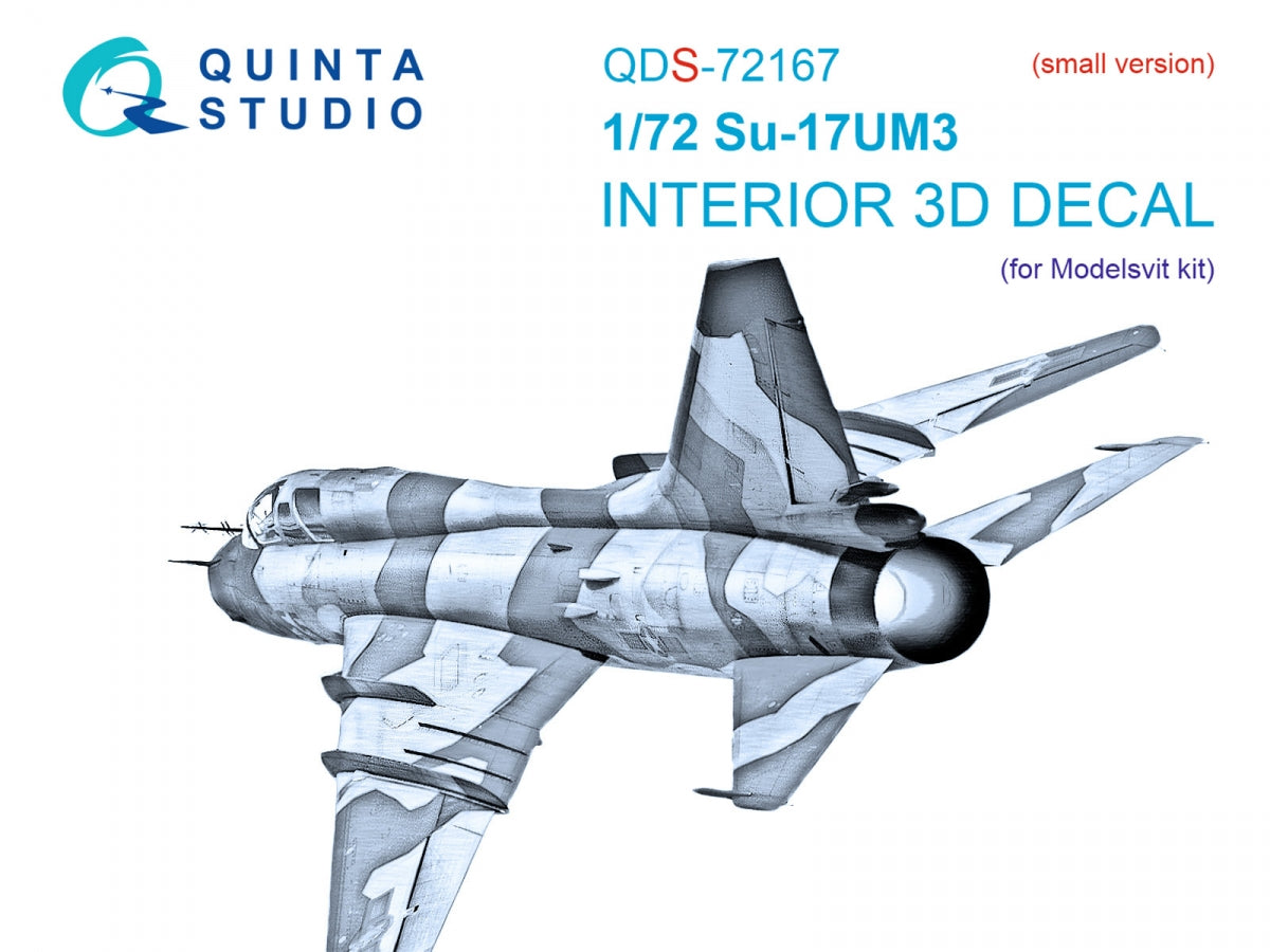 Intérieur imprimé en 3D et coloré sur papier décalcomanie (Modelsvit) pour le Su-17UM3 de Quinta Studio QDS-72167 (petite version) à l'échelle 1/72