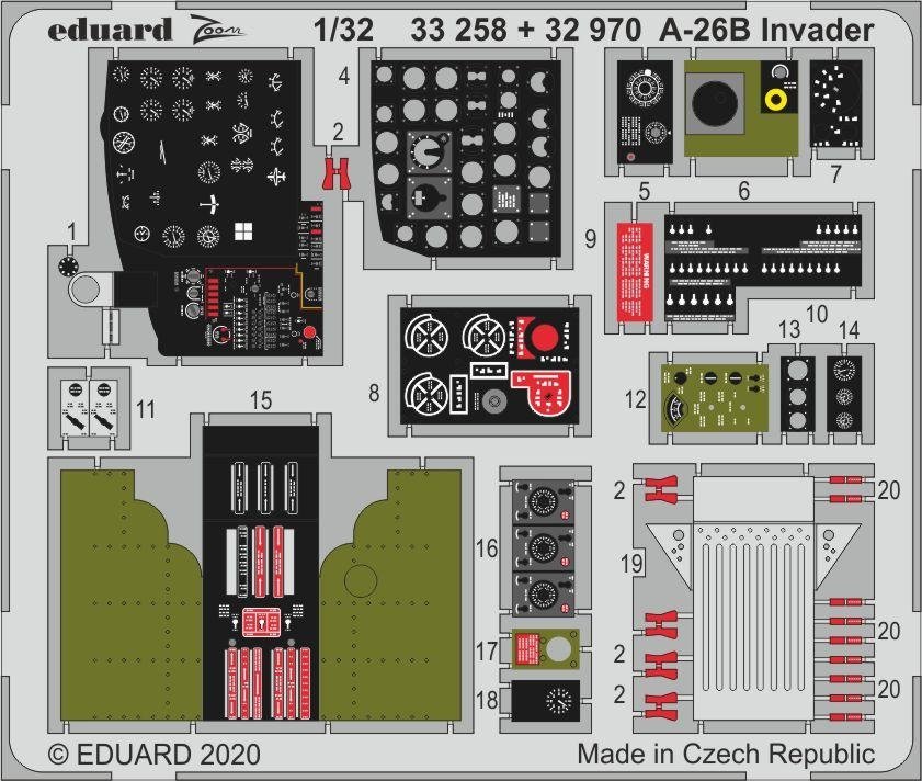 Intérieur du cockpit de l'A-26B Invader Eduard 32970 à l'échelle 1/32 pour HOBBY BOSS