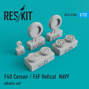 RESKIT RS72-0106 F4U « CORSAIR »/F6F « HELLCAT » JEU DE ROUES DE LA MARINE 1/72