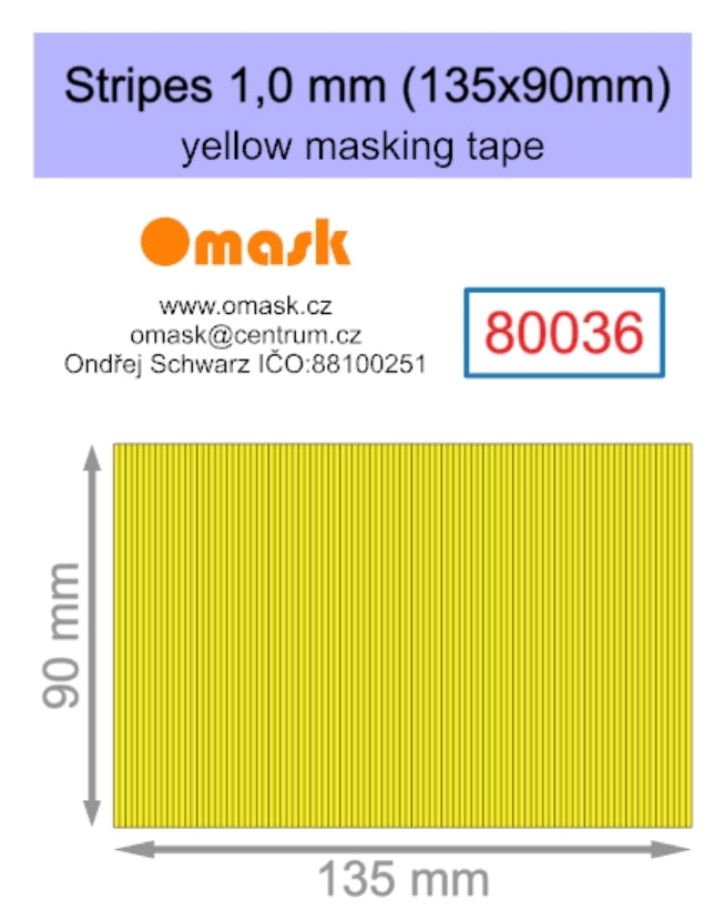 Omask 80036 Stripes 1,0 mm (135x90mm) yellow masking tape