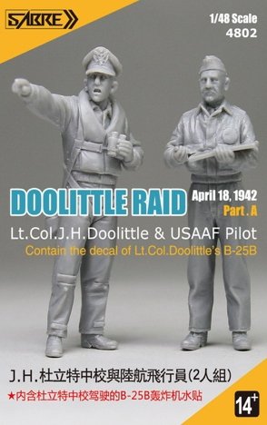 Saber 4802 Lt Col JHDoolittle et pilote de l&amp;#39;USAAF et décalcomanie pour son B-25B 1/48