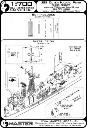 Frégates de classe USS Oliver Hazard Perry Master SM-700-061 - antennes et canon OTO-Melara 76 mm/62 (pour modèle AFV et autres) – Bild 4