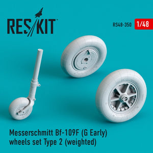 RESKIT RS48-0350 BF-109 (F, G-EARLY) JEU DE ROUES TYPE 2 (LESTÉ) 1/48