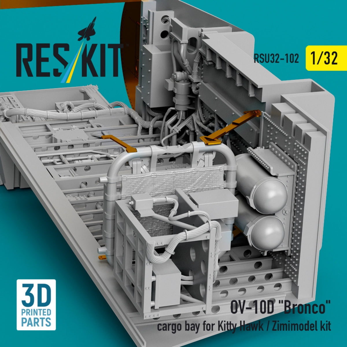 RESKIT RSU32-0102 Baie cargo OV-10D « Bronco » pour maquette Kitty Hawk/Zimimodel (impression 3D) 1/32 – image 3